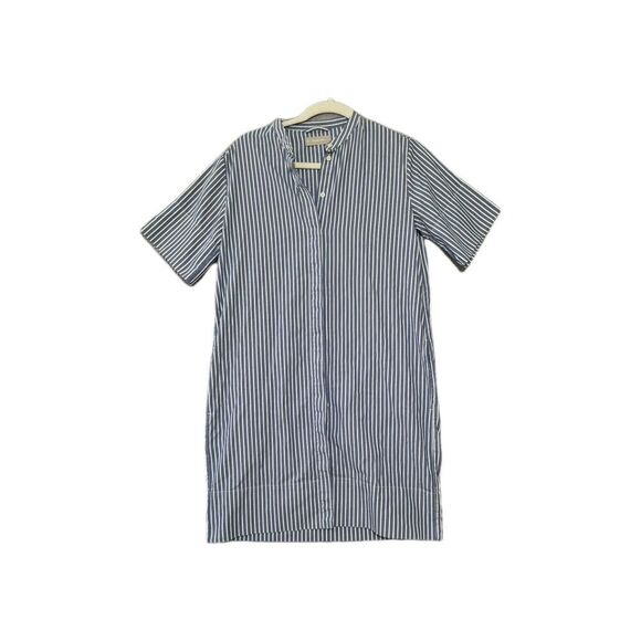 Everlane Dresses & Skirts - Everlane Women’s Cotton Blend Blue Striped Short Sleeve Button Up Shirt Dress 2